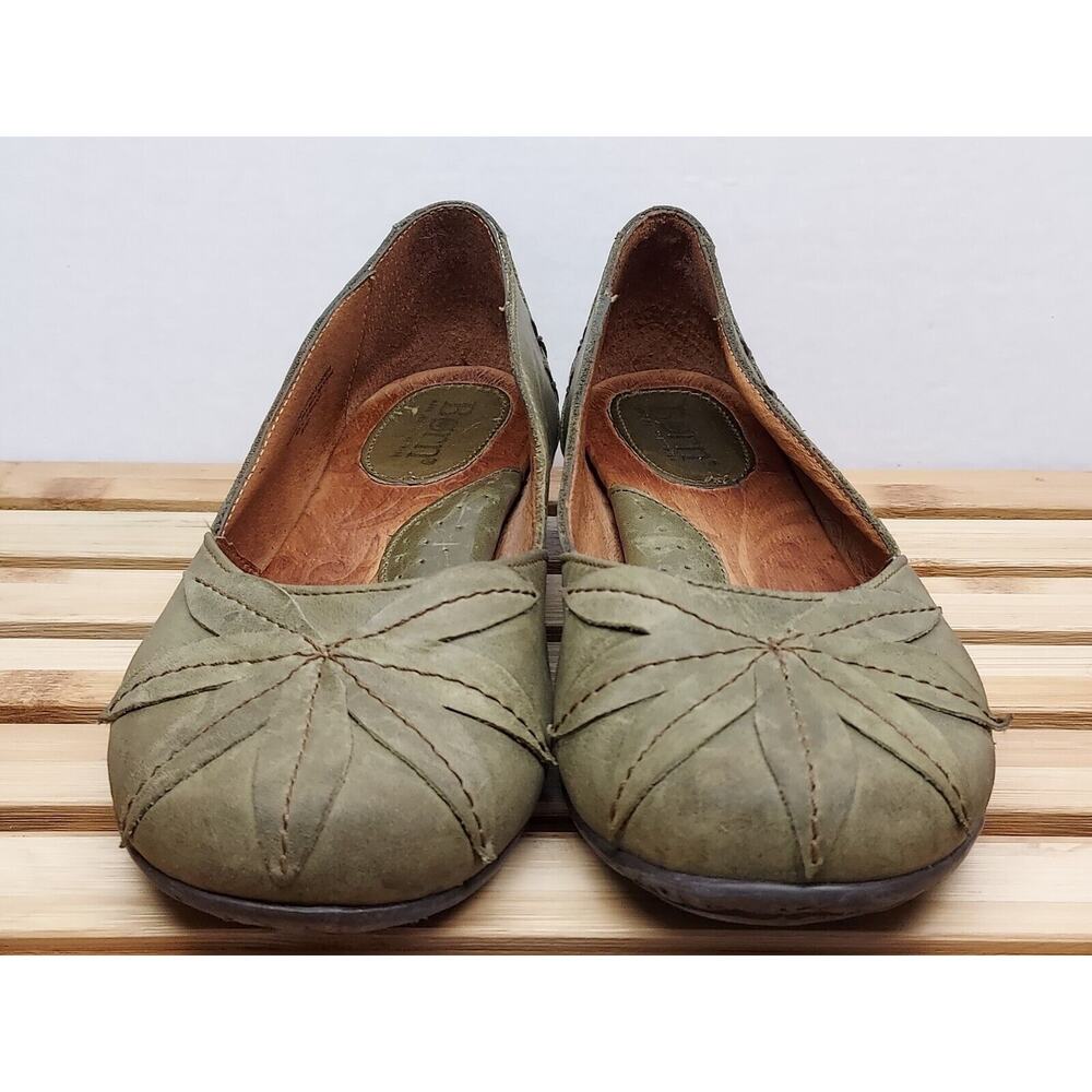 Born Womens | Green | Leather Round Toe Floral Ballet Flat Size 8.5 - Picture 5 of 12